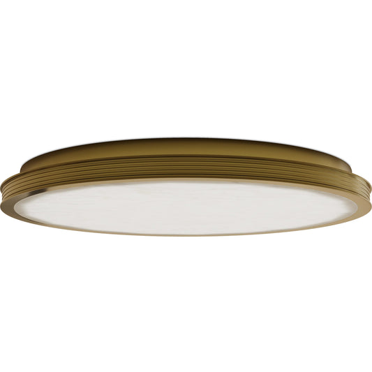 Aydan Flush Mount by Currey and Company in natural, polished antique brass. Made from alabaster, metal in a transitional style.