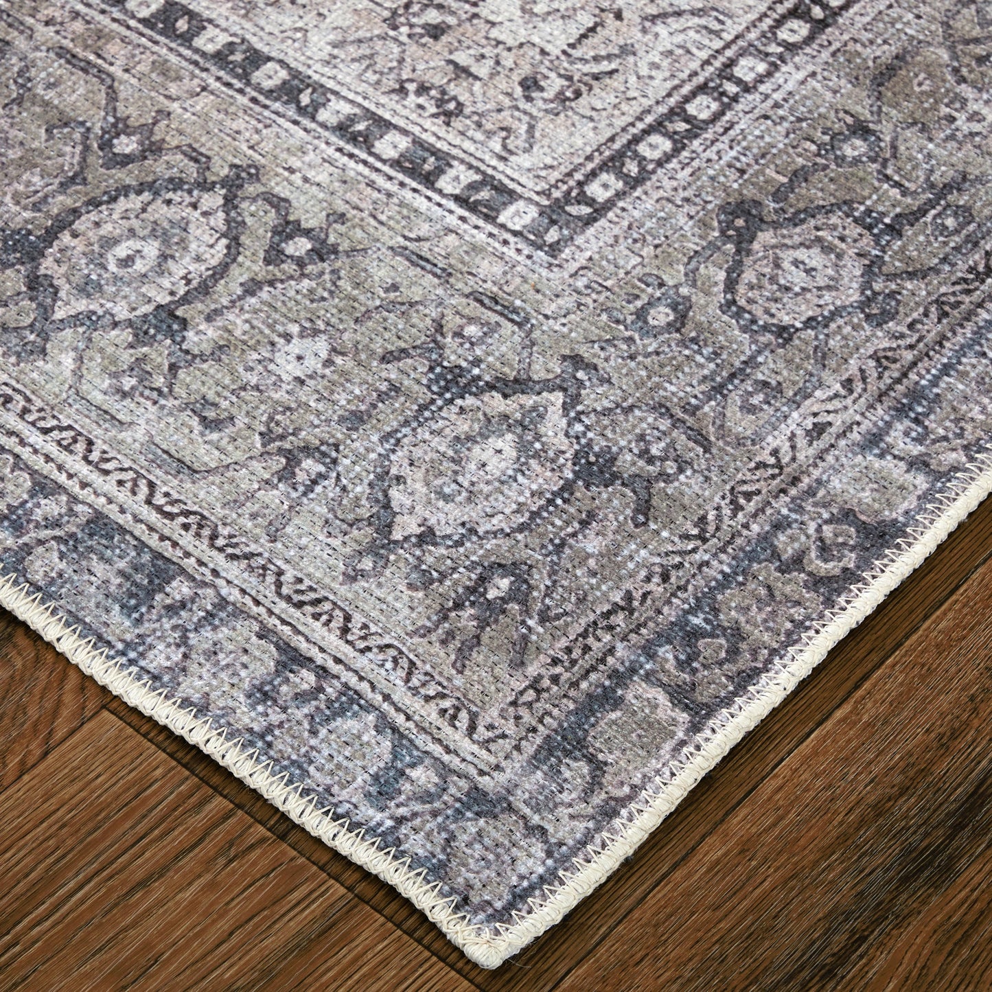 002 SI-2158911,SI-2158912,SI-2158913,SI-2158914,SI-2158915 | Closeup | Percy Transitional Rug - PRC39PBF by Feizy in gray, ivory, taupe. Made from polyester, cotton, viscose in a unique style.