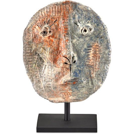 Artisan Face Disc by Currey and Company in multi-color. Made from ceramic, metal in a modern style.