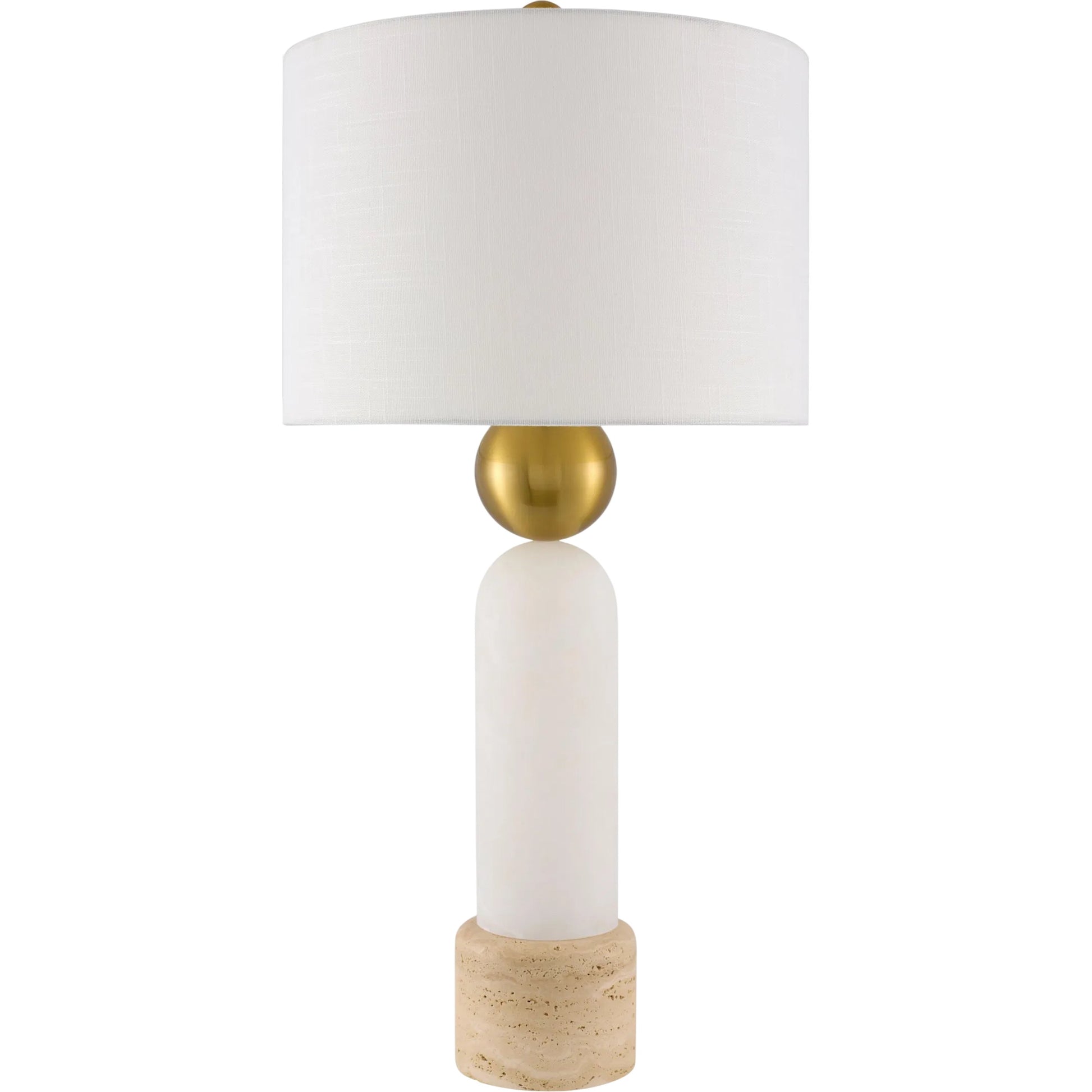 Etrusca Accent Table Lamp by Surya in beige, translucent, white, cream. Made from stone, marble, linen, polyester in a transitional style.