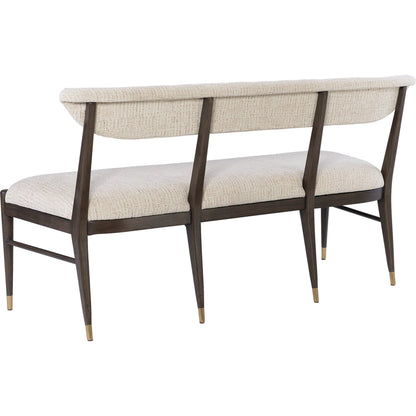 Arlan Bench by Currey and Company in coffee brown, antique brass. Made from ash wood, brass in a modern style.