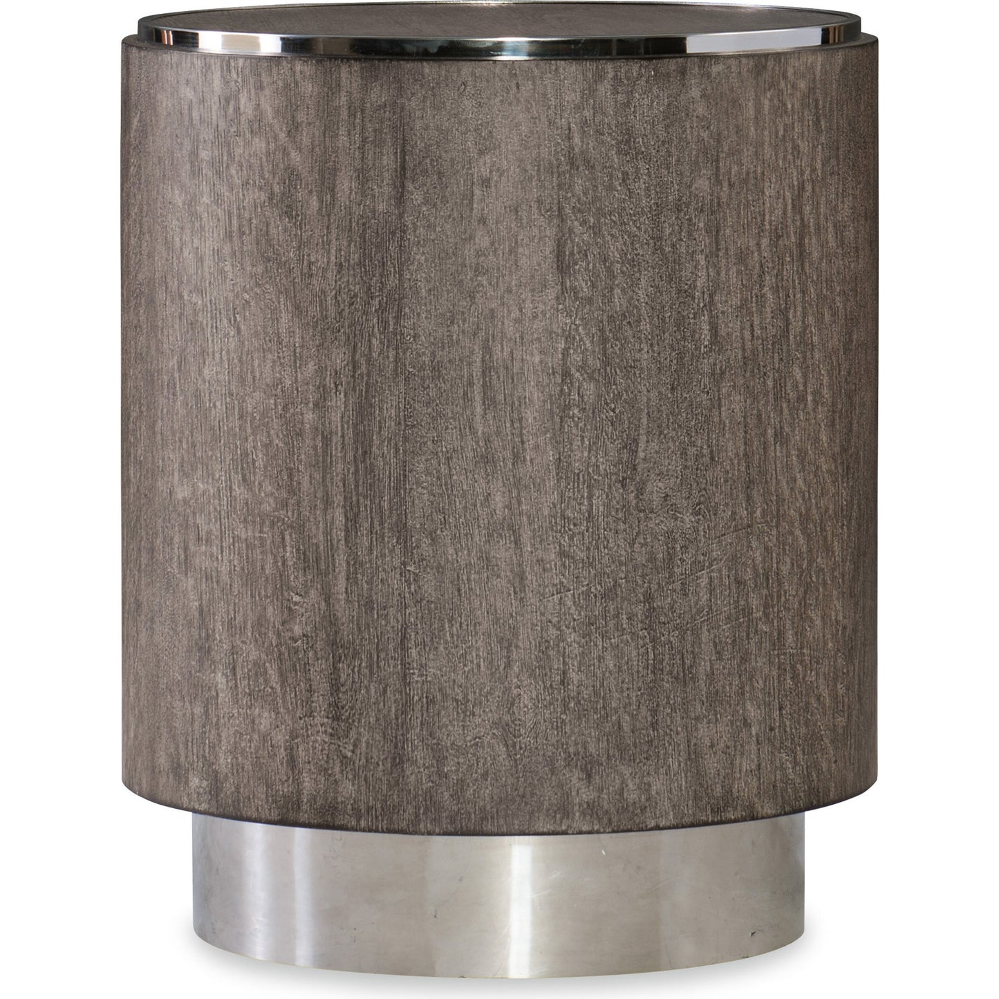 001 SI-1749772 | Primary Silo | Storia End Table by Hooker Furniture in greige. Made from oak veneers, stainless steel in a modern style.