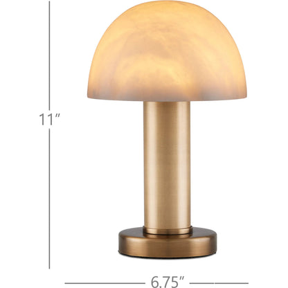La Gravite Mini Table Lamp by Currey and Company in natural, brass. Made from alabaster, metal in a modern style.