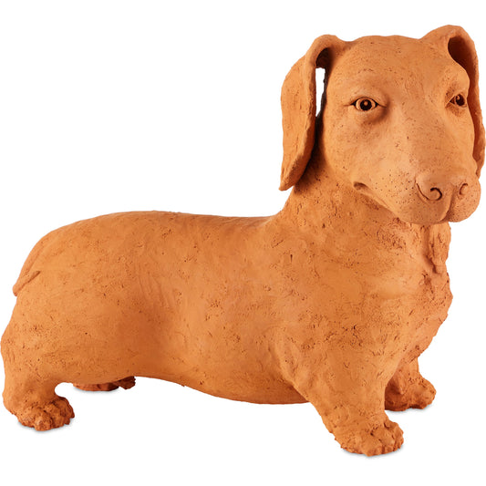 Rocky the Teckel by Currey and Company in natural. Made from terracotta in a cottage & farmhouse style.
