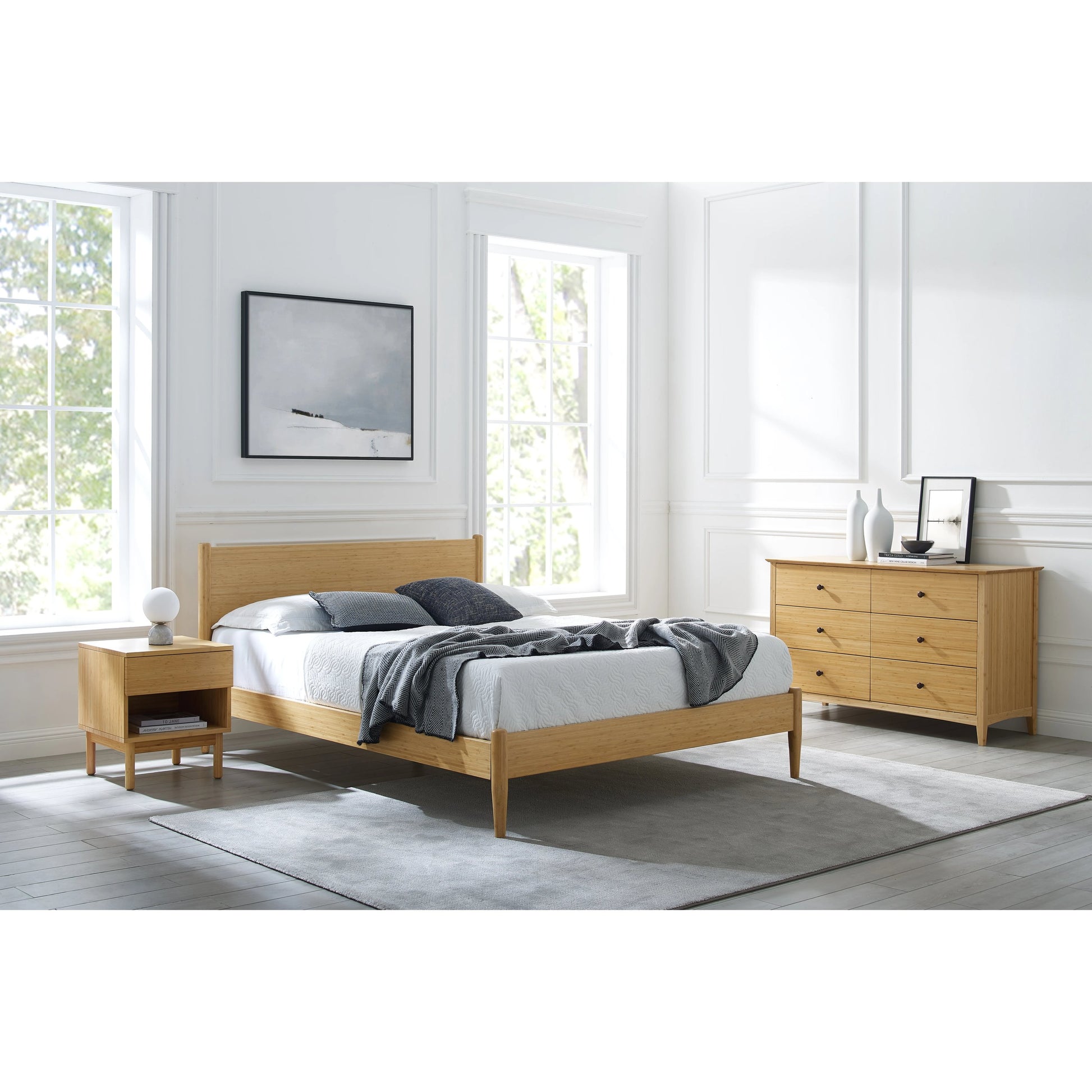 Ria Platform Bed by Greenington in caramelized. Made from solid moso bamboo in a modern style.