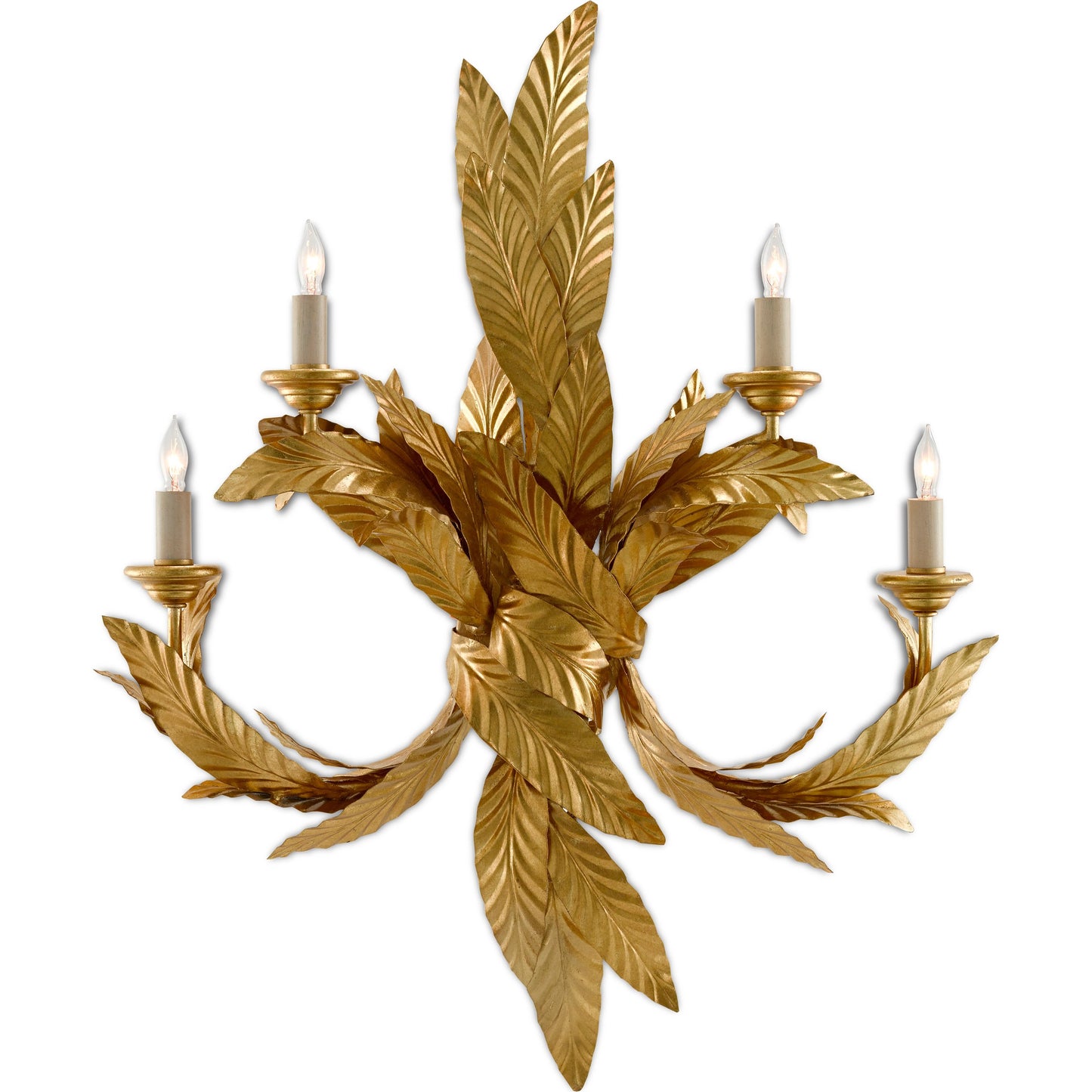 003 SR-381052 | Additional Silo | Apollo Wall Sconce by Currey and Company in contemporary gold leaf. Made from wrought iron in a modern style.