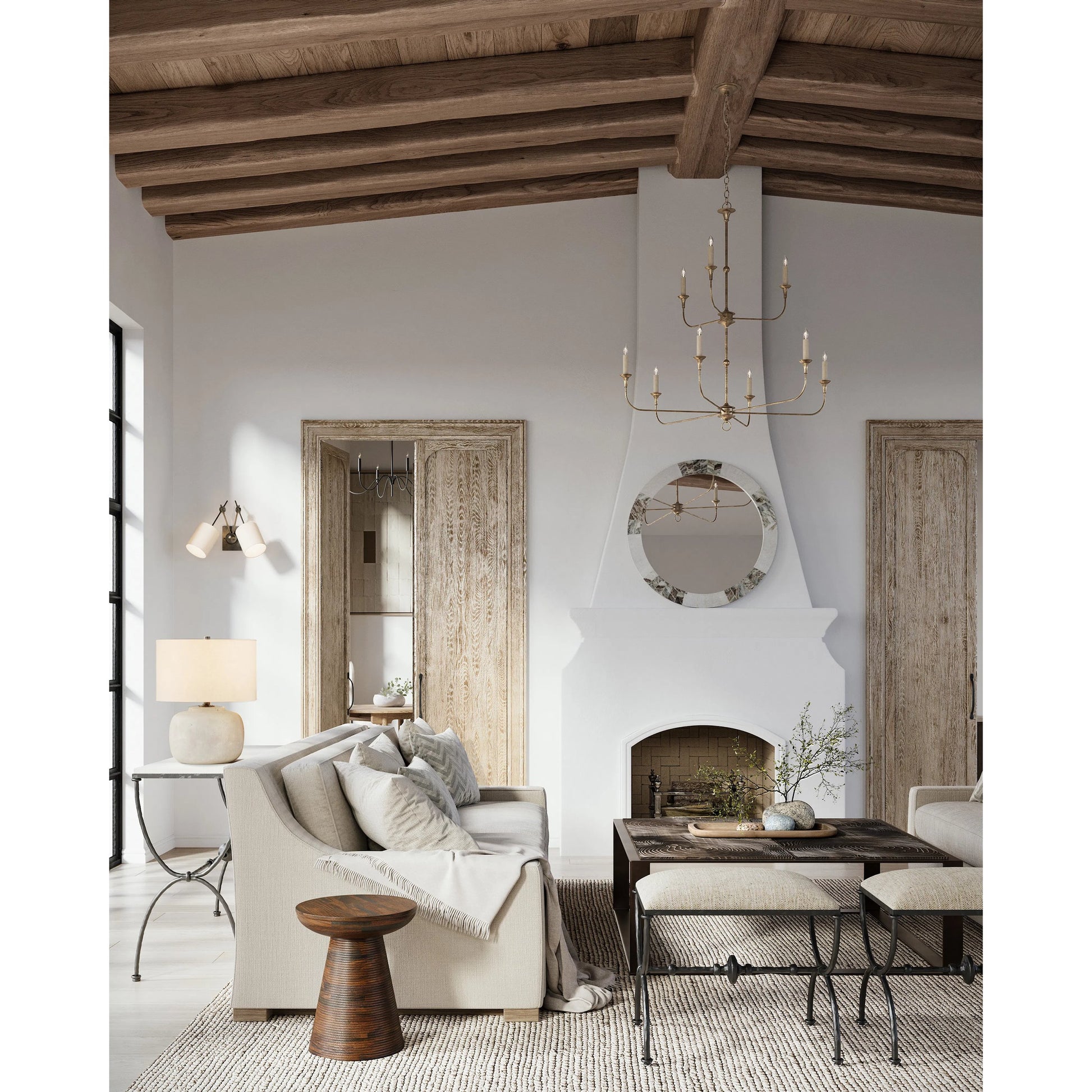 Nottaway Two-Tier Chandelier by Currey and Company. Made from wrought iron in a traditional style.