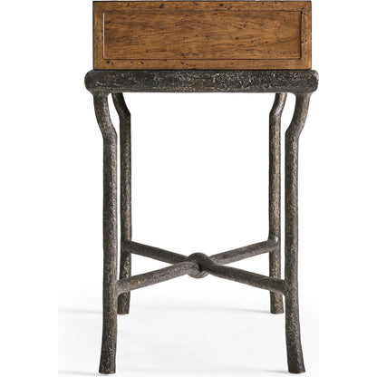 Forge Iron Storage Side Table by Jonathan Charles in cast metal finish. Made from main aluminum in a unique style.
