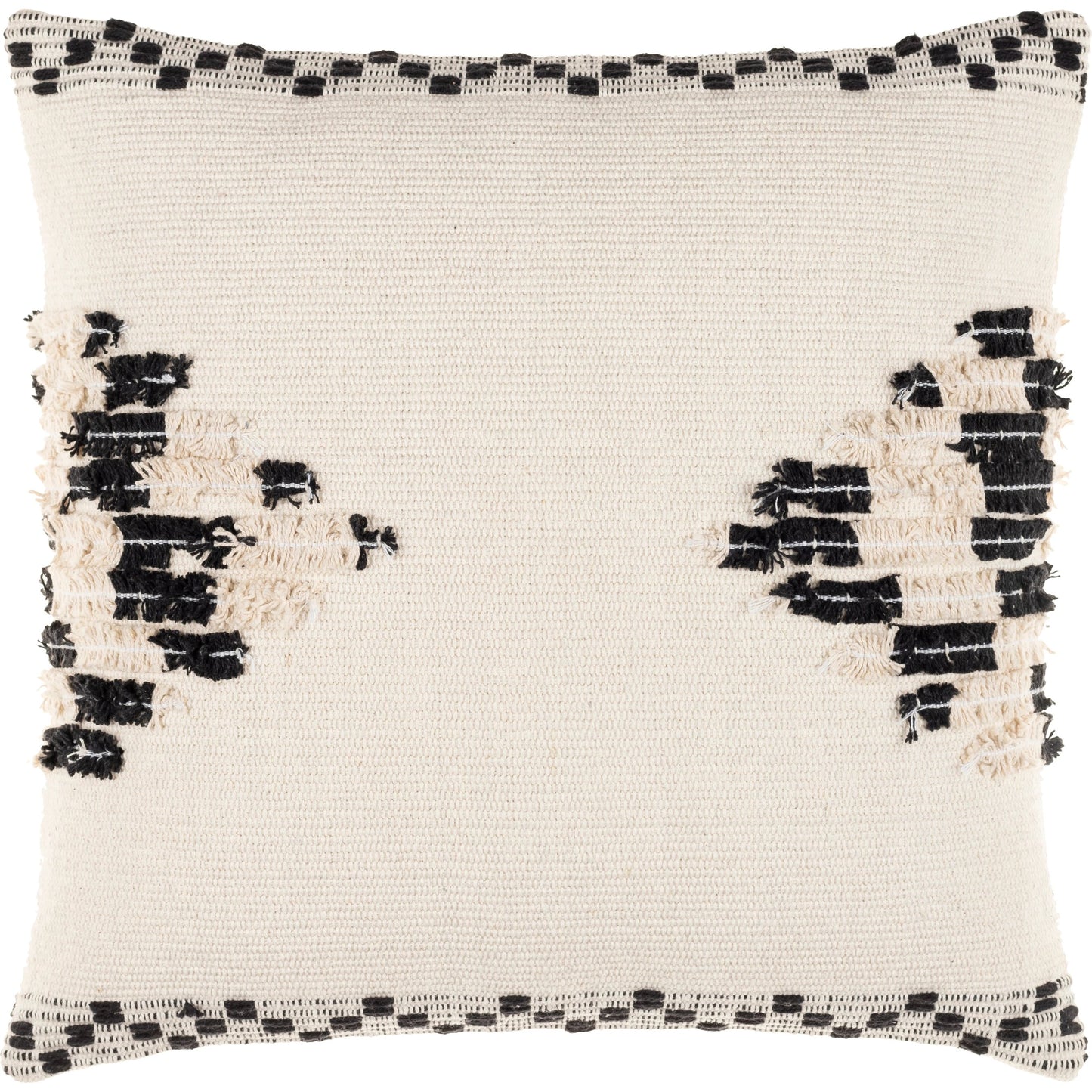 001 SI-1881239,SI-1881240,SI-1881241,SI-1881242 | Primary Silo | Edwina Pillow - 19449 by Surya in beige, black. Made from 100% cotton in a eclectic & global style.