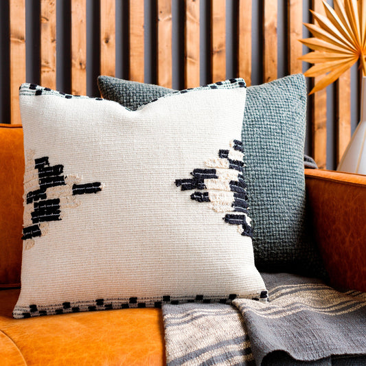 Edwina Pillow - 19449 by Surya in light beige, black. Made from 100% cotton in a eclectic & global style.