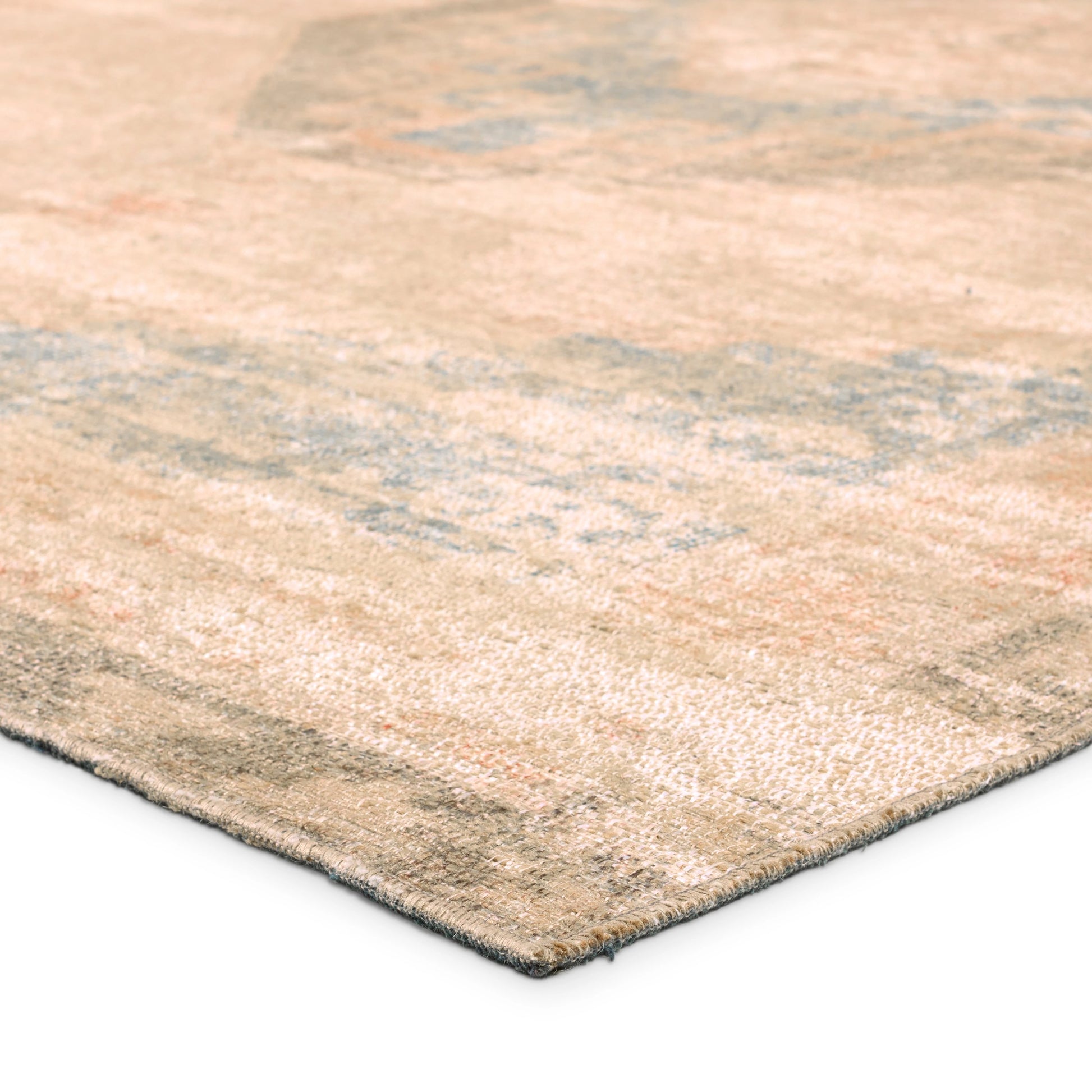 Edage Kayell EDA01 Rug by Vibe by Jaipur Living in tan, blue. Made from 70% jute, 30% polyester in a unique style.