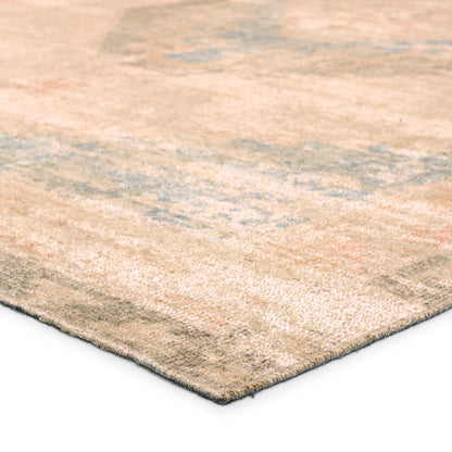 Edage Kayell EDA01 Rug by Vibe by Jaipur Living in tan, blue. Made from 70% jute, 30% polyester in a unique style.