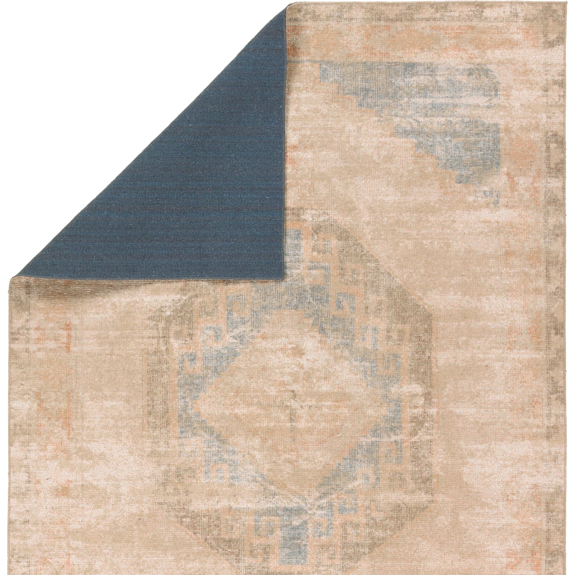 Edage Kayell EDA01 Rug by Vibe by Jaipur Living in tan, blue. Made from 70% jute, 30% polyester in a unique style.