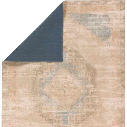 Edage Kayell EDA01 Rug by Vibe by Jaipur Living in tan, blue. Made from 70% jute, 30% polyester in a unique style.