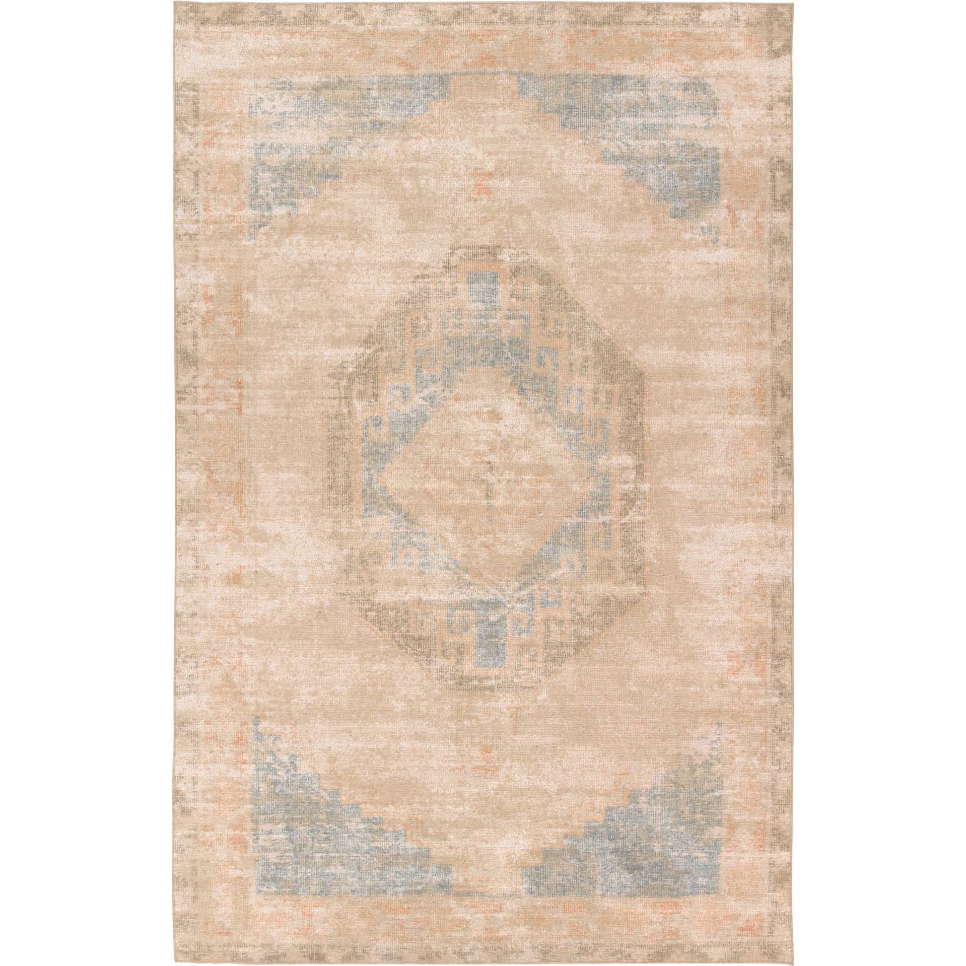 Edage Kayell EDA01 Rug by Vibe by Jaipur Living in tan, blue. Made from 70% jute, 30% polyester in a unique style.