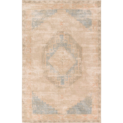 Edage Kayell EDA01 Rug by Vibe by Jaipur Living in tan, blue. Made from 70% jute, 30% polyester in a unique style.