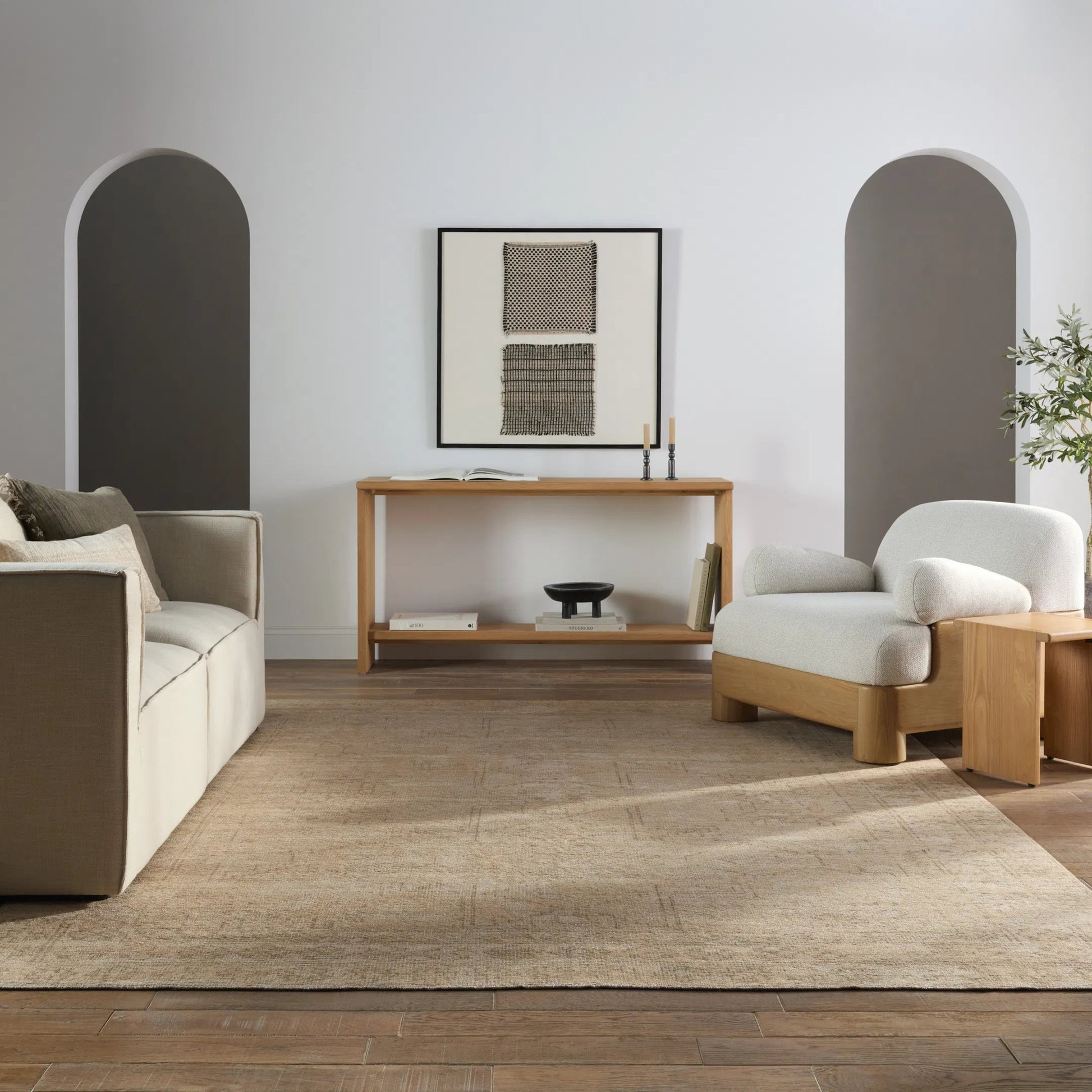 Edage Tegona EDA04 Rug by Vibe by Jaipur Living in tan, cream. Made from 70% jute, 30% polyester in a unique style.