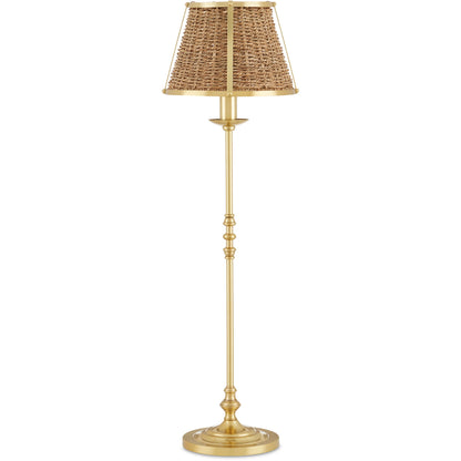Deauville Table Lamp by Currey and Company in polished brass, natural. Made from metal, seagrass in a cottage & farmhouse style.