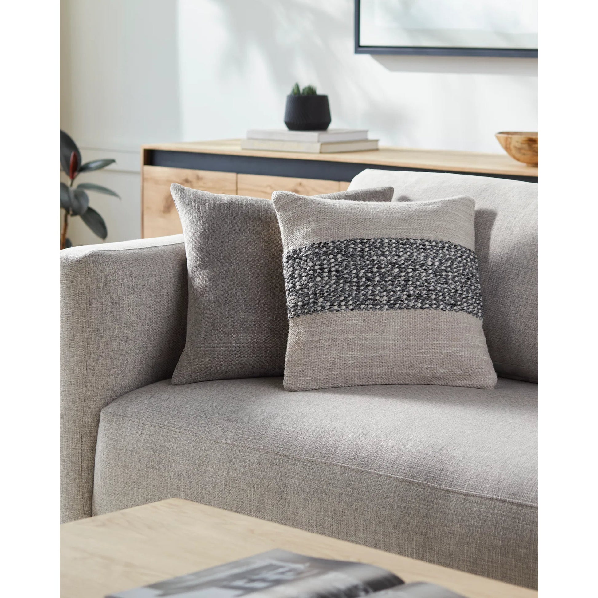 Edward Accent Pillow - 487392 by Surya in silver, metallic - silver, off-white, light silver, nickel, sage, ink. Made from polyester, cotton in a modern style.