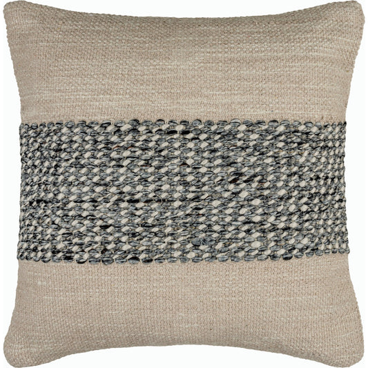 Edward Accent Pillow - 487392 by Surya in beige, charcoal, ivory, slate gray. Made from polyester, cotton in a modern style.