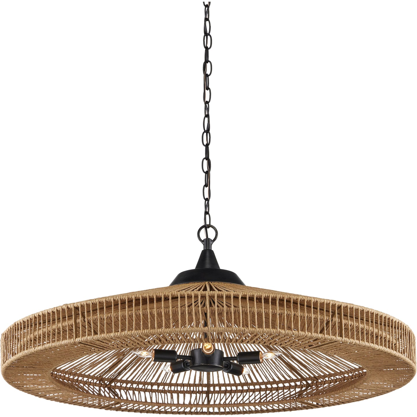 003 SI-1924010 | Additional Silo | Maldives Chandelier by Currey and Company in natural, satin black. Made from wrought iron, kraft paper twine in a coastal style.