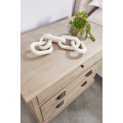 Eden 3-Drawer Nightstand by Essentials For Living in natural gray acacia. Made from solid acacia wood, acacia veneer, mdf, plywood, solid rubberwood, metal in a traditional style.