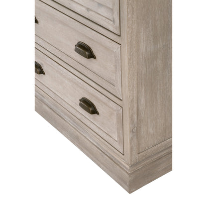 Eden 3-Drawer Nightstand by Essentials For Living in natural gray acacia. Made from solid acacia wood, acacia veneer, mdf, plywood, solid rubberwood, metal in a traditional style.