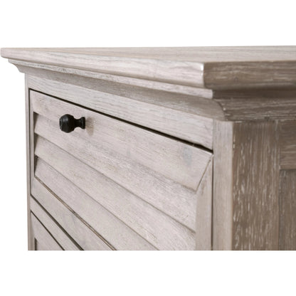 Eden 3-Drawer Nightstand by Essentials For Living in natural gray acacia. Made from solid acacia wood, acacia veneer, mdf, plywood, solid rubberwood, metal in a traditional style.