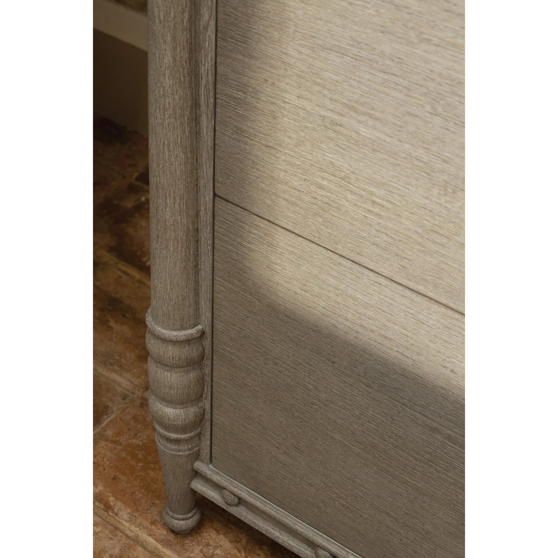 Morris Dresser by Jonathan Charles in grey and greyed oak. Made from oak, oak veneer, aluminum, sycamore veneer in a traditional style.