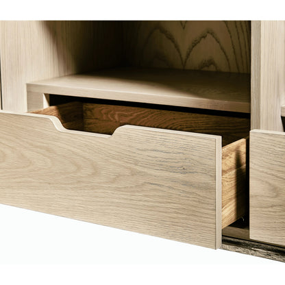 Water Diel Acid Etched Door Chest by Jonathan Charles in bleached oak. Made from oak, cast metal in a modern style.