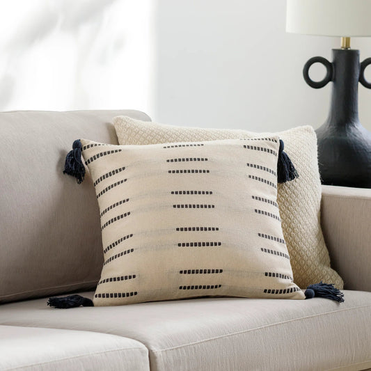 Eden Pillow - 18881 by Surya in light beige, black. Made from 100% cotton in a eclectic & global style.