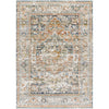 Cream, Tan, Light Gray, Dark Blue, Burnt Orange, Mustard / 2' x 2'11"