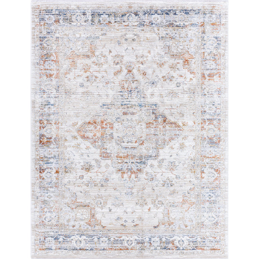 Edmonton Rug - 489767 by Livabliss in cream, tan, light gray, dark blue, burnt orange, mustard. Made from polypropylene, polyester in a unique style.