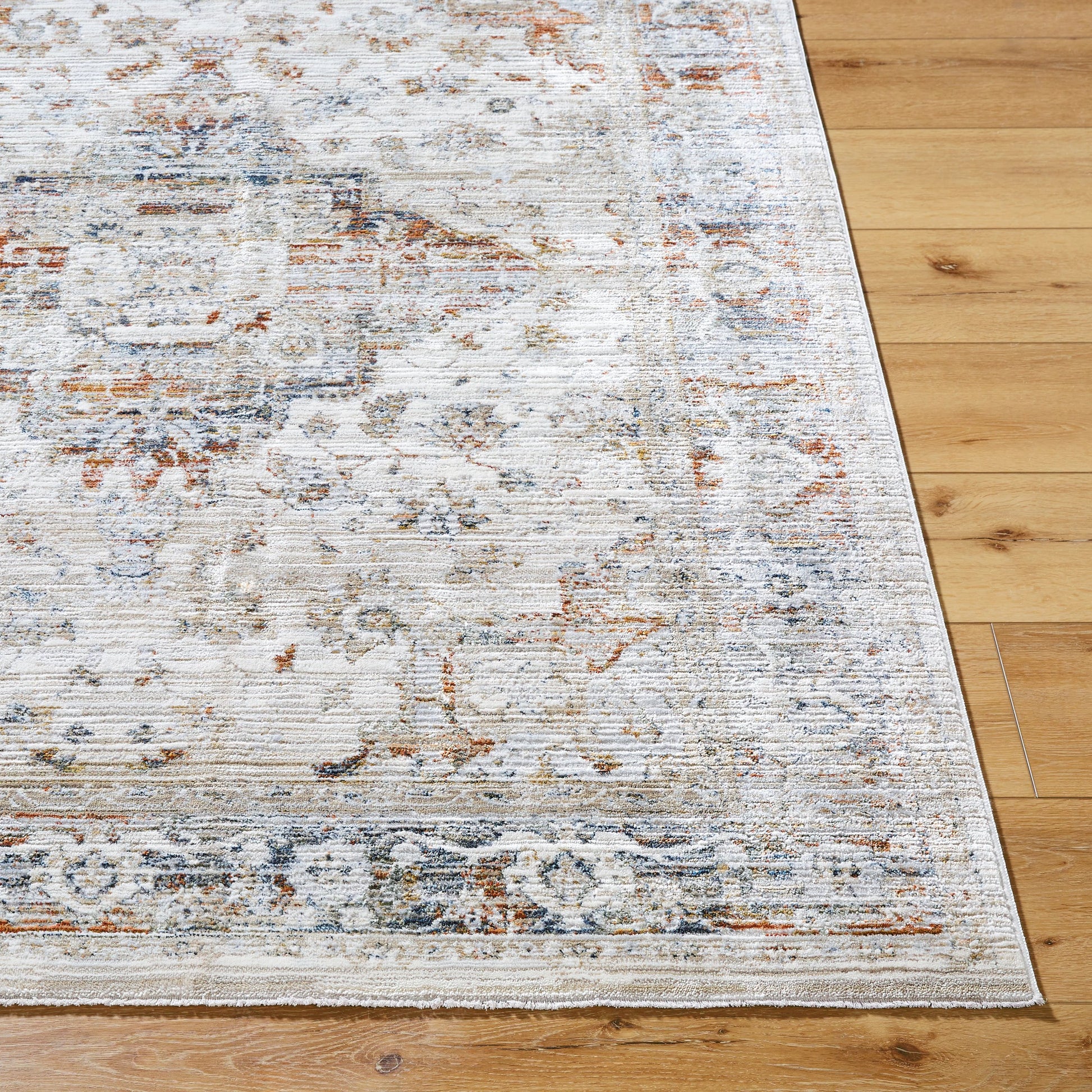 Edmonton Rug - 489767 by Livabliss in cream, tan, light gray, dark blue, burnt orange, mustard. Made from polypropylene, polyester in a unique style.