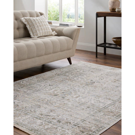 Edmonton EDO-2310 Rug by Livabliss in light gray, medium gray, charcoal, dusty sage. Made from polypropylene, polyester in a unique style.