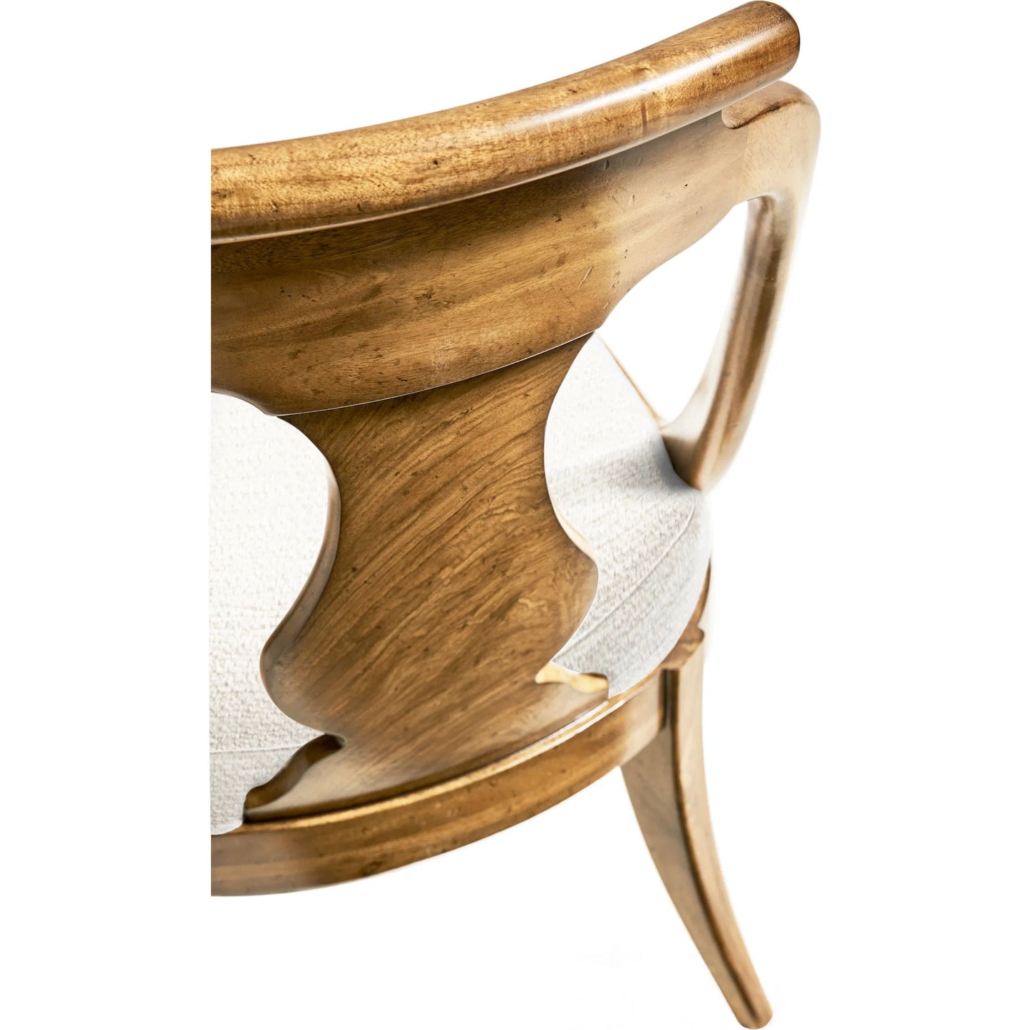 007 SI-2334505 | Closeup | Vermeer Dining Chair by Jonathan Charles in brown and natural cerejeira. Made from alder solids, crotch cerejeira veneers, foam, fabric in a traditional style.