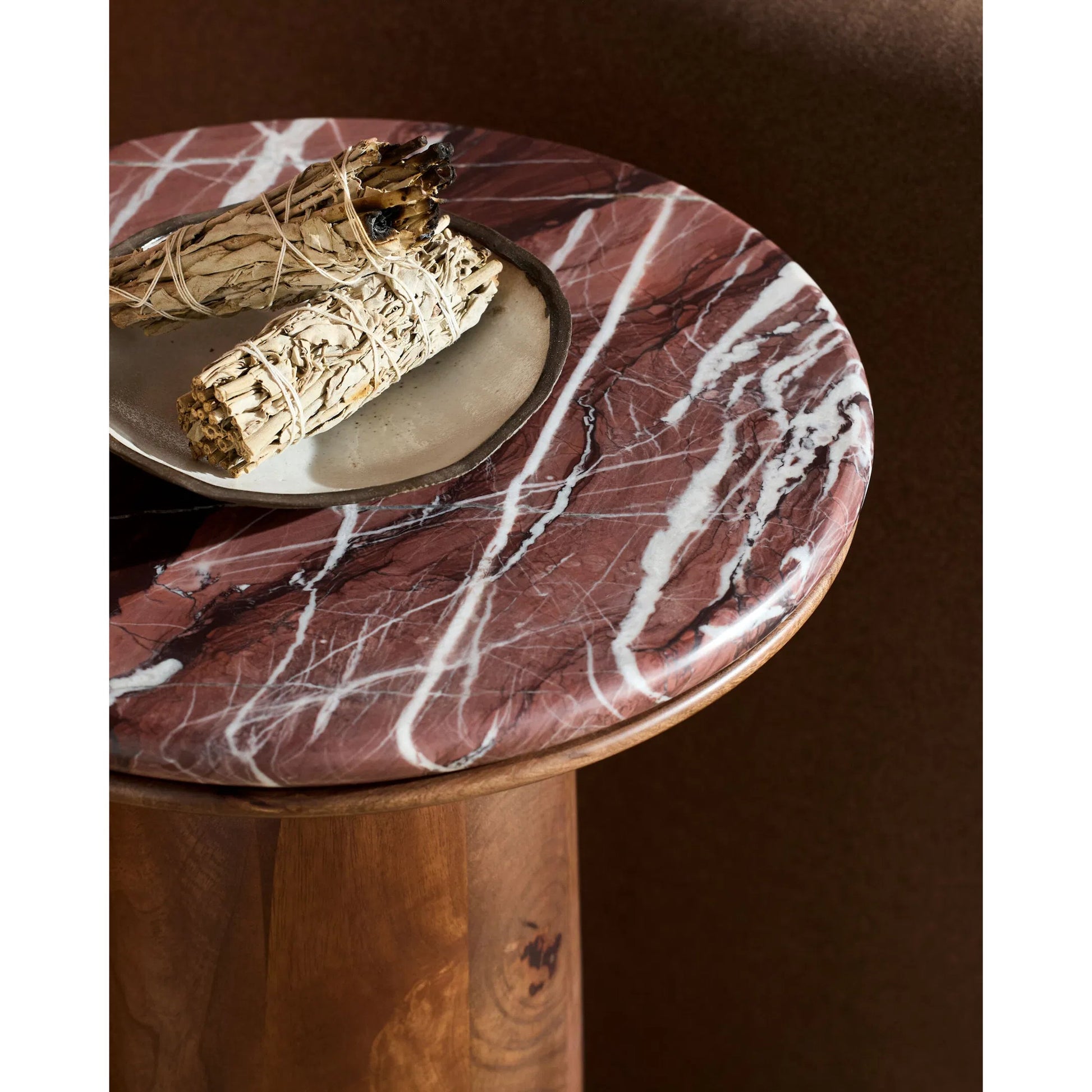 Edra End Table by Surya. Made from marble, mango wood in a modern style.