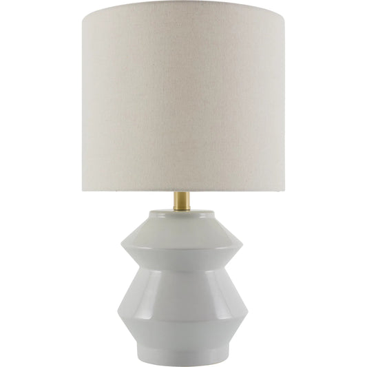Edison Accent Table Lamp by Livabliss in glazed, plated. Made from ceramic, linen, polystyrene, iron in a unique style.