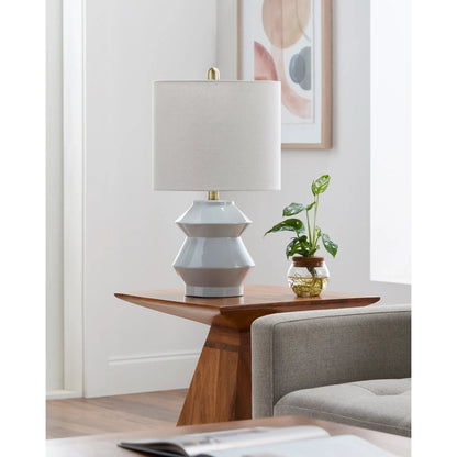 Edison Accent Table Lamp by Livabliss in glazed, plated. Made from ceramic, linen, polystyrene, iron in a modern style.