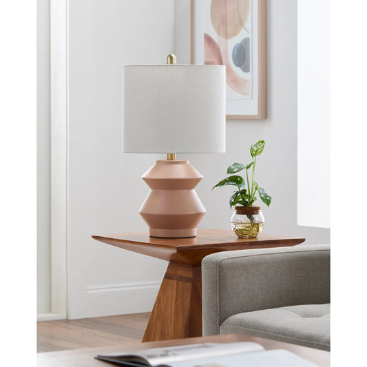 Edison Accent Table Lamp by Livabliss in glazed, plated. Made from ceramic, linen, polystyrene, iron in a unique style.