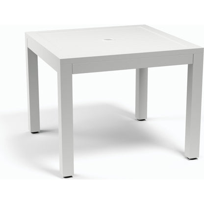 Naples Outdoor Square 36" Dining Table by Sunset West in white. Made from aluminum in a modern style.