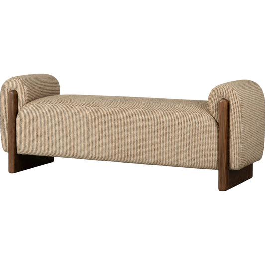 Eddison Bench by Surya in beige, brown. Made from polyester, ash wood, foam, memory foam in a transitional style.