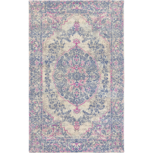 EDT-1003 Rug by Surya in ivory, dark blue, gray, fuchsia, ice blue. Made from 100% wool in a unique style.