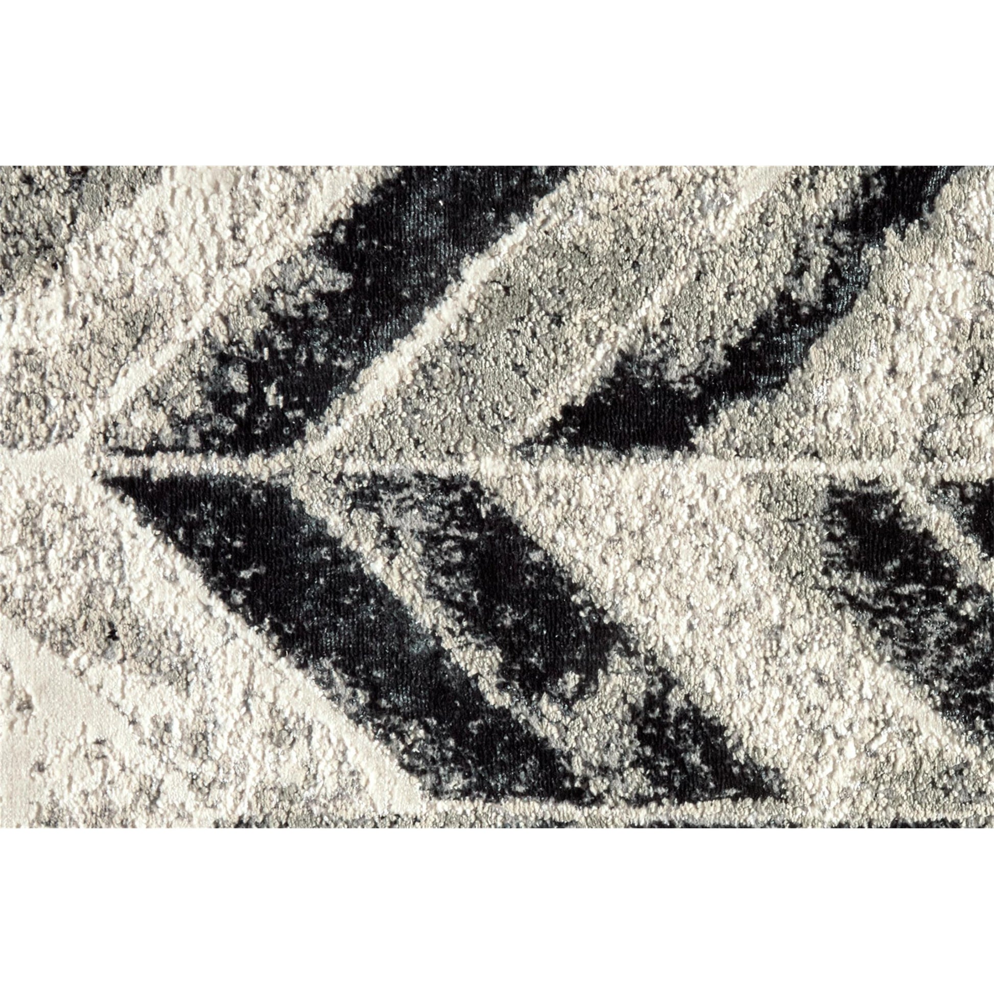 Micah Chevron Rug - 3048F by Feizy in black, gray, silver. Made from polyester, polypropylene in a unique style.