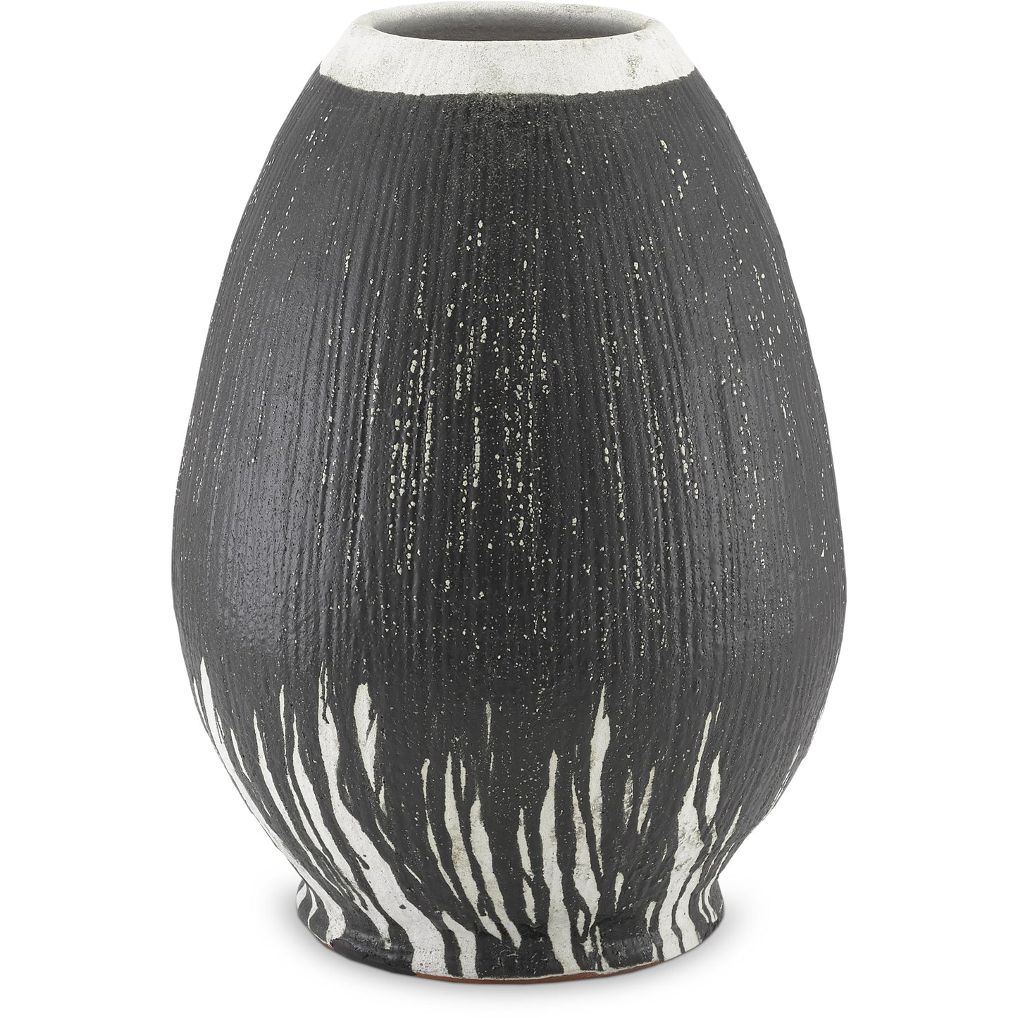 001 SR-823522 | Primary Silo | Chartwell Urn by Currey and Company in textured black, white. Made from terracotta in a eclectic & global style.