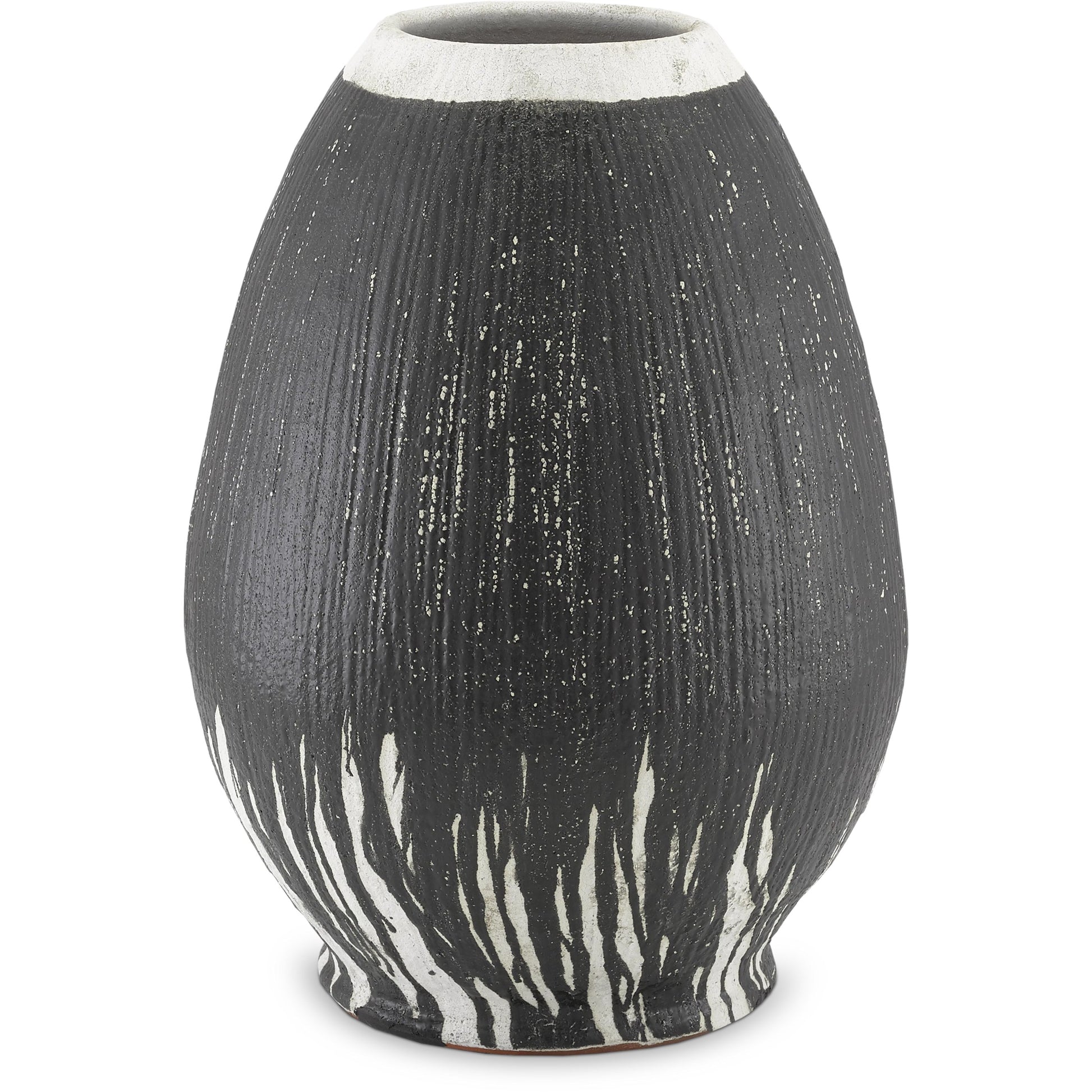 Chartwell Urn by Currey and Company in textured black, white. Made from terracotta in a eclectic & global style.