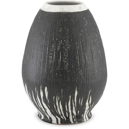 Chartwell Urn by Currey and Company in textured black, white. Made from terracotta in a eclectic & global style.