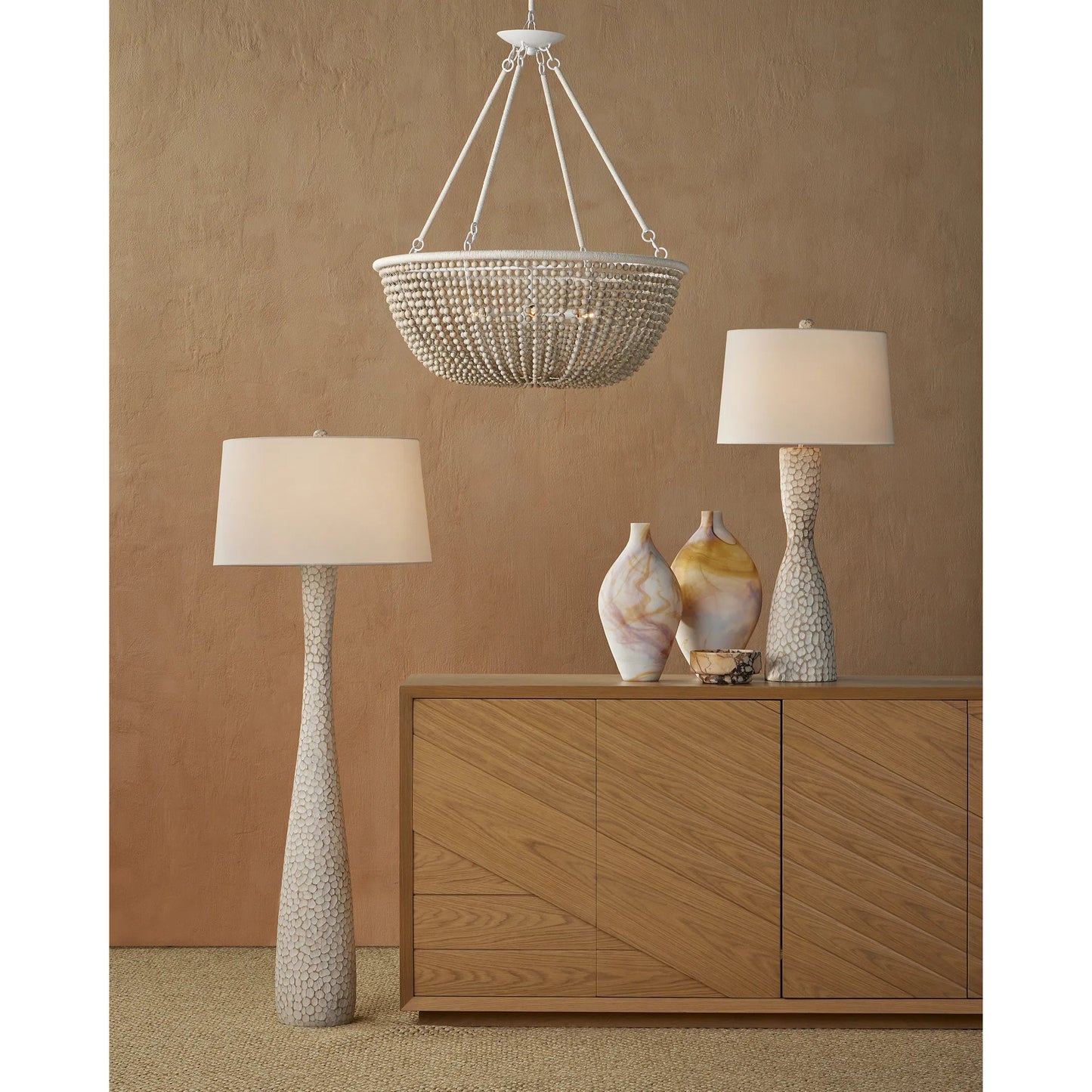 004 SI-2257362 | Lifestyle | Edwell Table Lamp by Currey and Company in whitewash. Made from wood in a modern style.