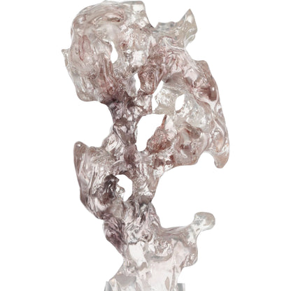 Faux Rock Crystal Sculpture by Currey and Company in purple pink, clear. Made from composite, optic crystal in a modern style.