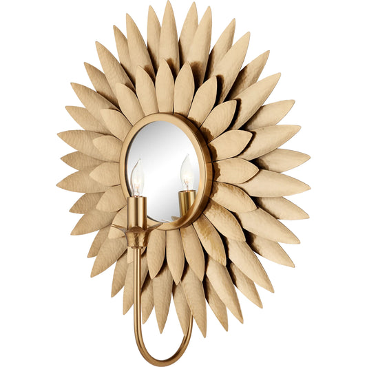 Plumage Wall Sconce by Currey and Company in antique brass, mirror. Made from brass, metal, glass in a modern style.